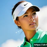 골프용 썬햇 추천  캘러웨이와 타이틀리스트 비교 - **Prompt:** A vibrant and dynamic young female golfer, in her mid-20s, stands confidently on a sun-d...